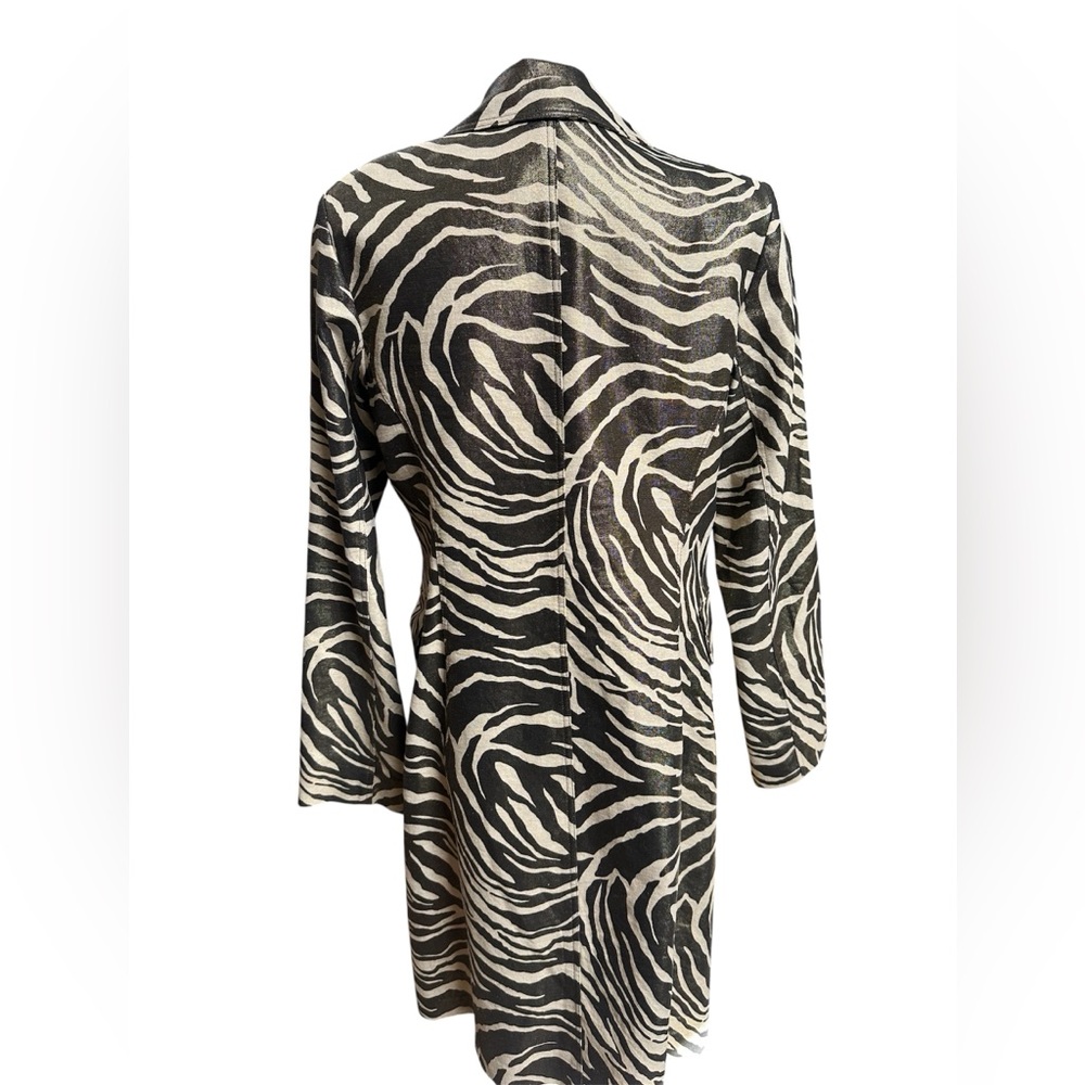 Beautiful Cache gold metallic zebra print long jacket sz LG pockets fully lined - Picture 4 of 13